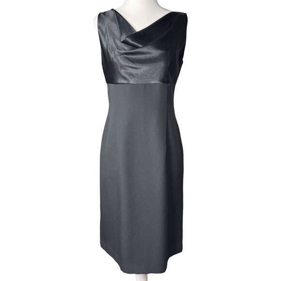 Liz Claiborne Dresses & Skirts - Liz Claiborne Womens Petite Dress Size 6P Black Sleeveless Satin Top Midi Length